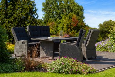 40527 40546 40523 Miraflor Juan Tisch Spraystone Dining Relaxsesel Juan LoungeRelaxfunktionsbank 3er 8mm smokey grey Milieu 1