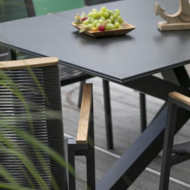 40781 40791 Livingston Tisch 200x90cm dark grey Montana Diningstapelsessel Rope Teakarmlehne  17 