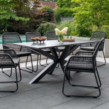 40781 81036 Livingston Tisch 200x90cm dark grey Adora Diningsessel Rope black dark grey 1