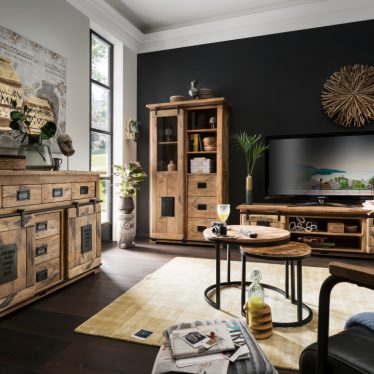 BL61001 BL61002 BL61003 Florenz Vitrine Sideboard TV COuchtisch Mango Vintage schwarz Milieu 2 3