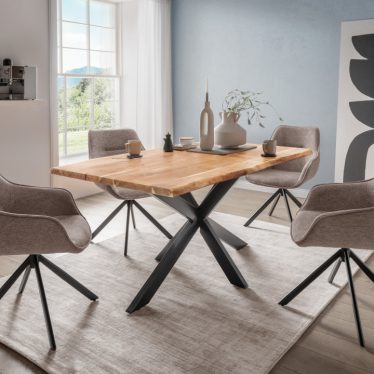 BL63057 S BL60001 BL60005 BL62018 Catania Tisch 160x90cm Gestell Cross Diningsesessel San Carlo light brown m 2