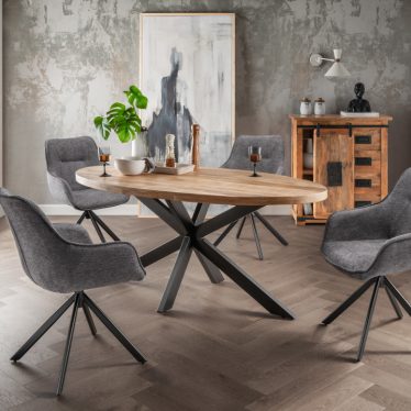 BL63058 S BL60009 BL60010 BL62016 BL61000 Avola Tisch oval 180x90cm Gestell Cross Diningsessel San Carlo dark grey Florenz Kommode 2