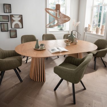 BL63061 S BL60211 BL62014 Oria Diningtable Ausziehbar 120 210x120cm Diningsessel Matera green